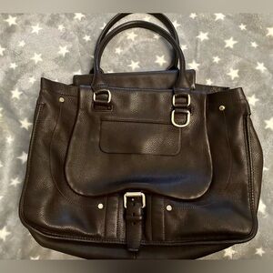 LONGCHAMP Dark Brown Leather Tote Bag